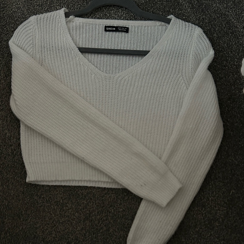 SHEIN Cream V-Neck Women's Sweater